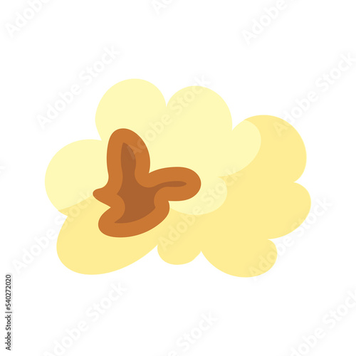 Сartoon kernel popcorn and pop corn snack. Tasty icon grain maize and salty eat. Caramel sweetcorn for movie and isolated single nutrition. Closeup fluffy treat vector illustration