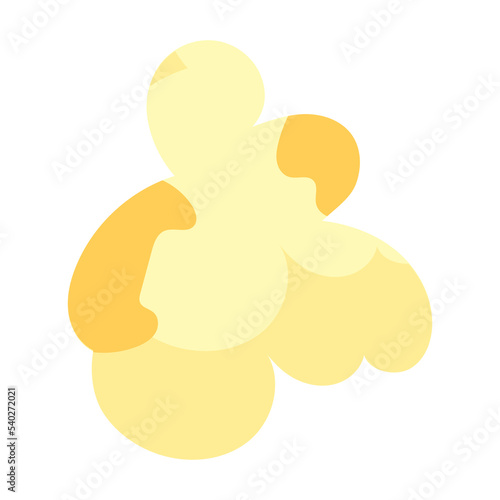 Сartoon kernel popcorn and pop corn snack. Tasty icon grain maize and salty eat. Caramel sweetcorn for movie and isolated single nutrition. Closeup fluffy treat vector illustration