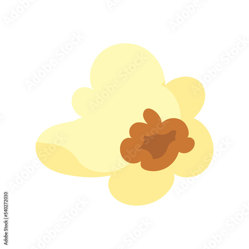 Сartoon kernel popcorn and pop corn snack. Tasty icon grain maize and salty eat. Caramel sweetcorn for movie and isolated single nutrition. Closeup fluffy treat vector illustration
