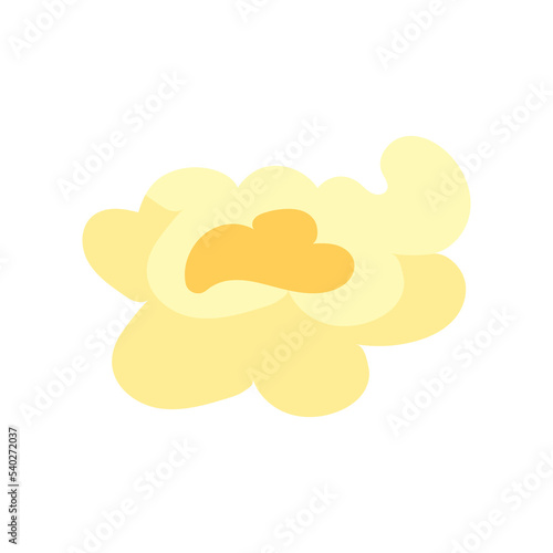 Сartoon kernel popcorn and pop corn snack. Tasty icon grain maize and salty eat. Caramel sweetcorn for movie and isolated single nutrition. Closeup fluffy treat vector illustration