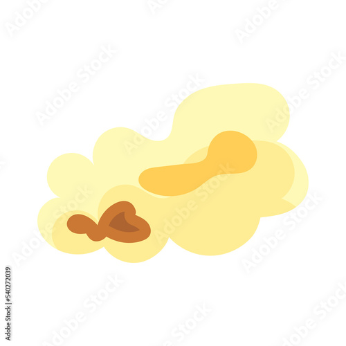 Сartoon kernel popcorn and pop corn snack. Tasty icon grain maize and salty eat. Caramel sweetcorn for movie and isolated single nutrition. Closeup fluffy treat vector illustration
