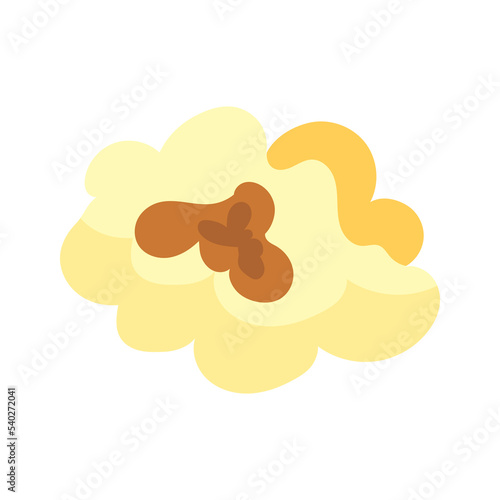 Сartoon kernel popcorn and pop corn snack. Tasty icon grain maize and salty eat. Caramel sweetcorn for movie and isolated single nutrition. Closeup fluffy treat vector illustration