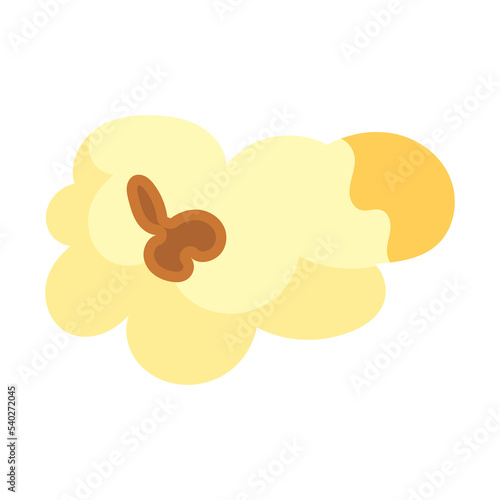 Сartoon kernel popcorn and pop corn snack. Tasty icon grain maize and salty eat. Caramel sweetcorn for movie and isolated single nutrition. Closeup fluffy treat vector illustration