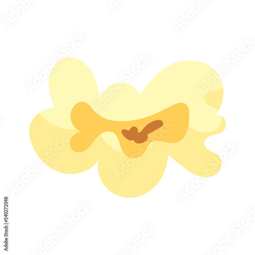 Сartoon kernel popcorn and pop corn snack. Tasty icon grain maize and salty eat. Caramel sweetcorn for movie and isolated single nutrition. Closeup fluffy treat vector illustration