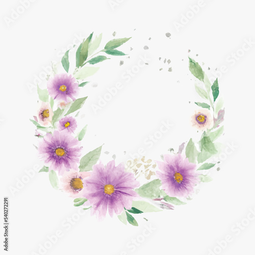 Watercolor flower frame background © Tohamina