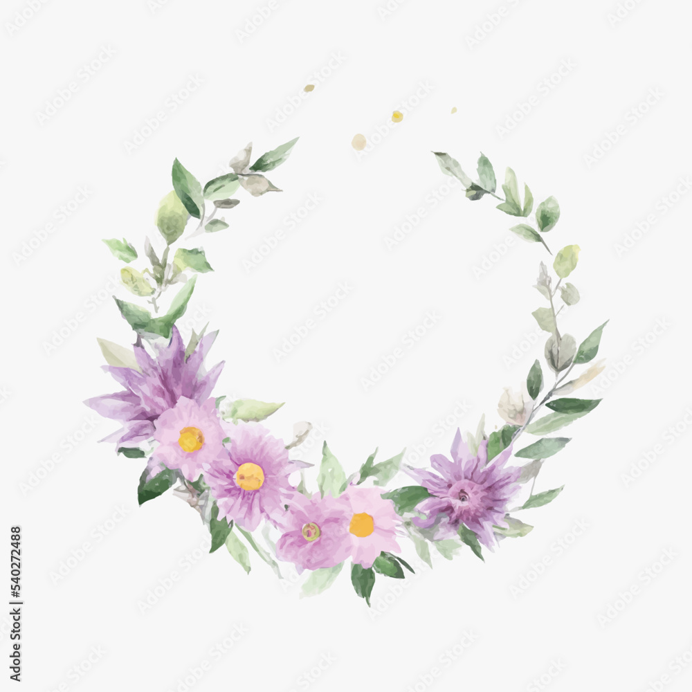 Watercolor flower frame background