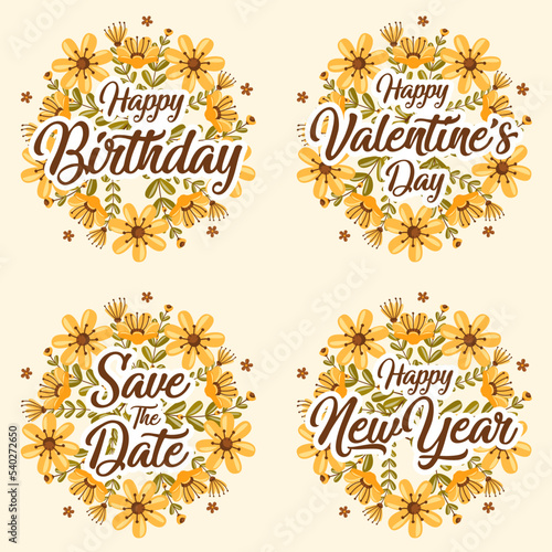 Vector summer flower greeting card and invitation template for birthday or valentine day and happy new year.