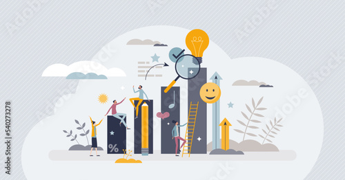 Team build as effective project development with partners tiny person concept. Teamwork cooperation with group challenge and common collaboration vector illustration. Unity power and strong leadership