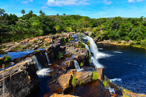 The Cachoeira Grande waterfall, on the outskirts of the Serra do Cipó National Park, Minas Gerais state, Brazil