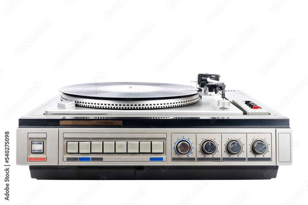 Fototapeta premium Vintage turntable record player with black vinyl