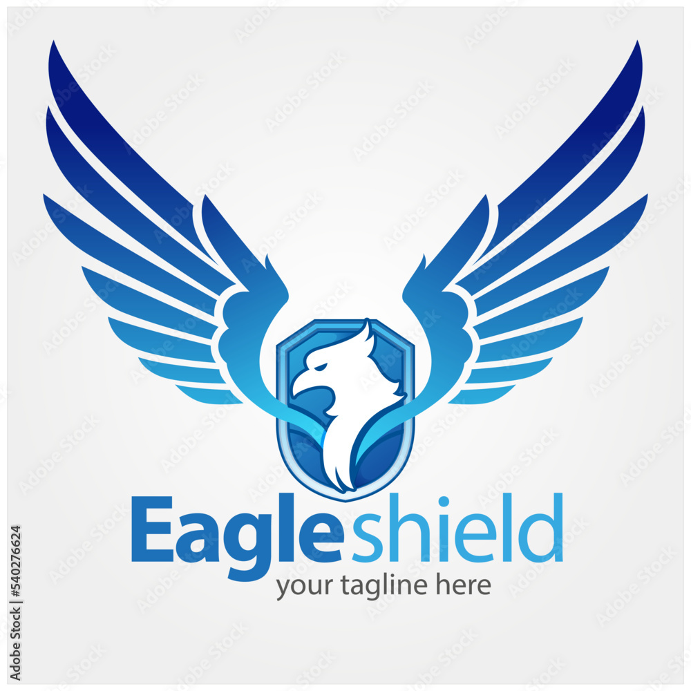 Fototapeta premium Vector illustration, eagle wings with a shield as a symbol.