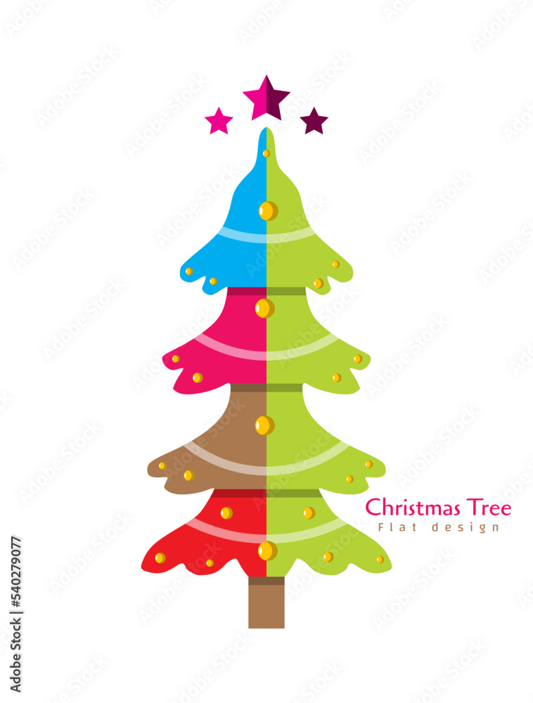 Obraz premium Flat christmas trees illustration vector collection