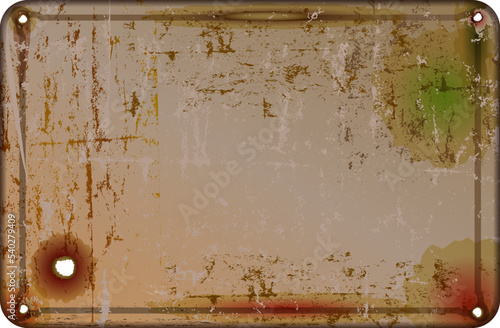 grunge blank vintage rusty sign or picture frame, free copy space, vector illustration