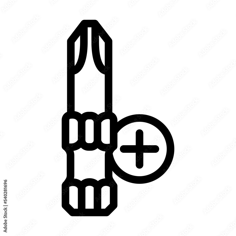 phillips head screwdriver bit line icon vector. phillips head screwdriver bit sign. isolated contour symbol black illustration phillips head screwdriver bit line icon vector. phillips head screwdriver bit sign. isolated contour symbol black illustration