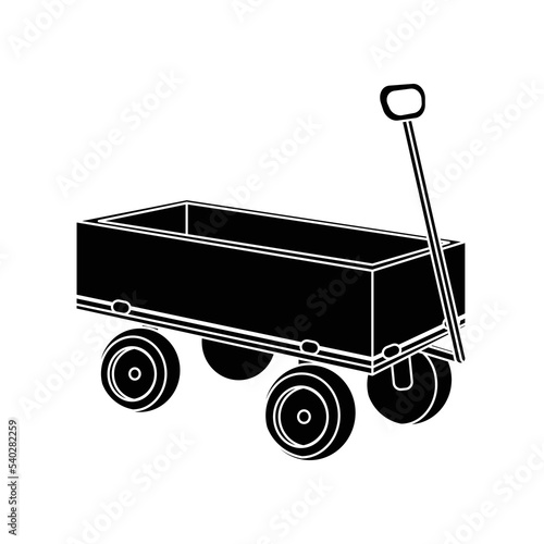 Garden cart icon simple silhouette. Garden work, cart, and wheelbarrow for children