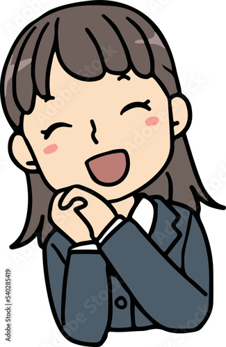 手を組んで喜ぶ女子学生のバストアップ
