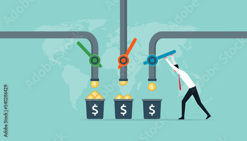 Financial wealth multiple streams of income concept. Multiple income streams from passive incomes or revenue from invest in multi assets
