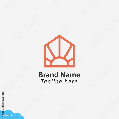 sunset logo icon vector in trendy abstract outline illustration isolated on white background.