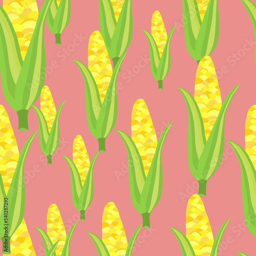 Corn plants seamless pattern. Corn cobs endless wallpaper.