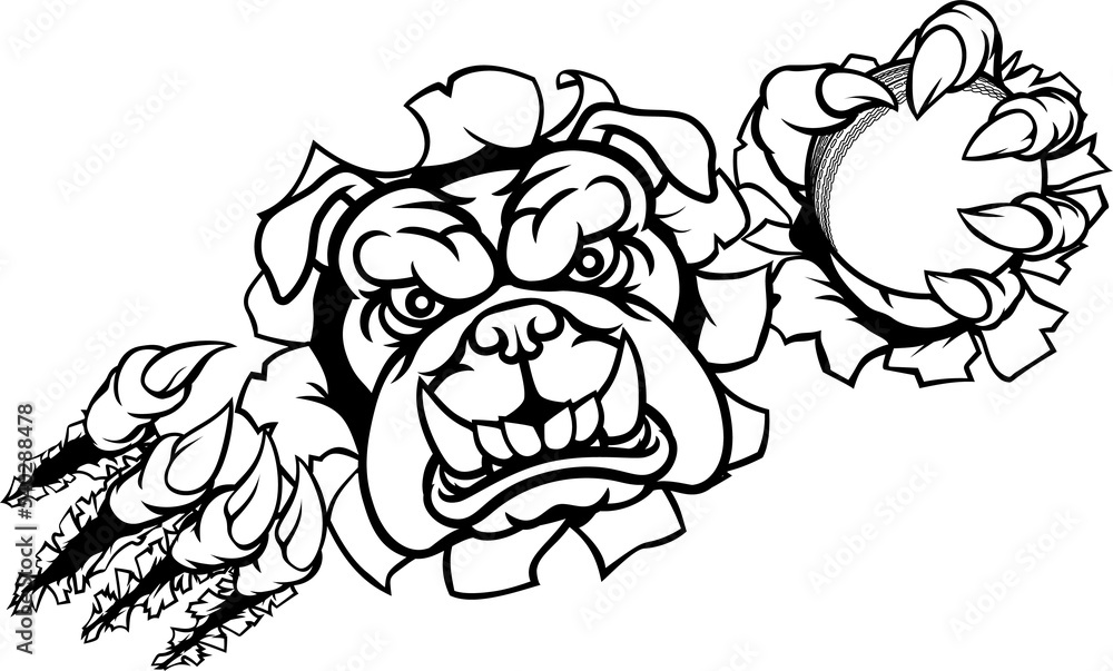 Obraz premium Bulldog Cricket Sports Mascot