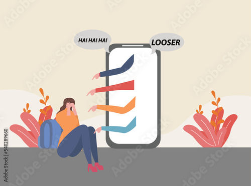 Woman getting online social media bullying