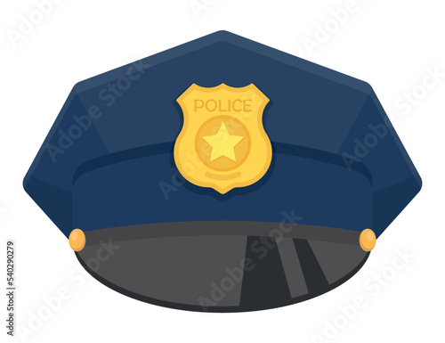 Police peaked cap with gold cockade. Vector illustration.