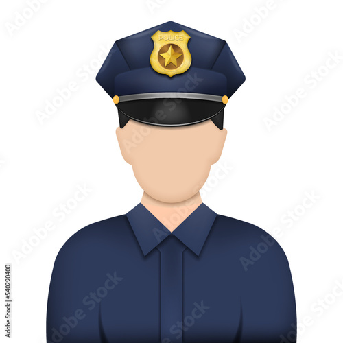 Police officer avatar icon. Vector illustration.