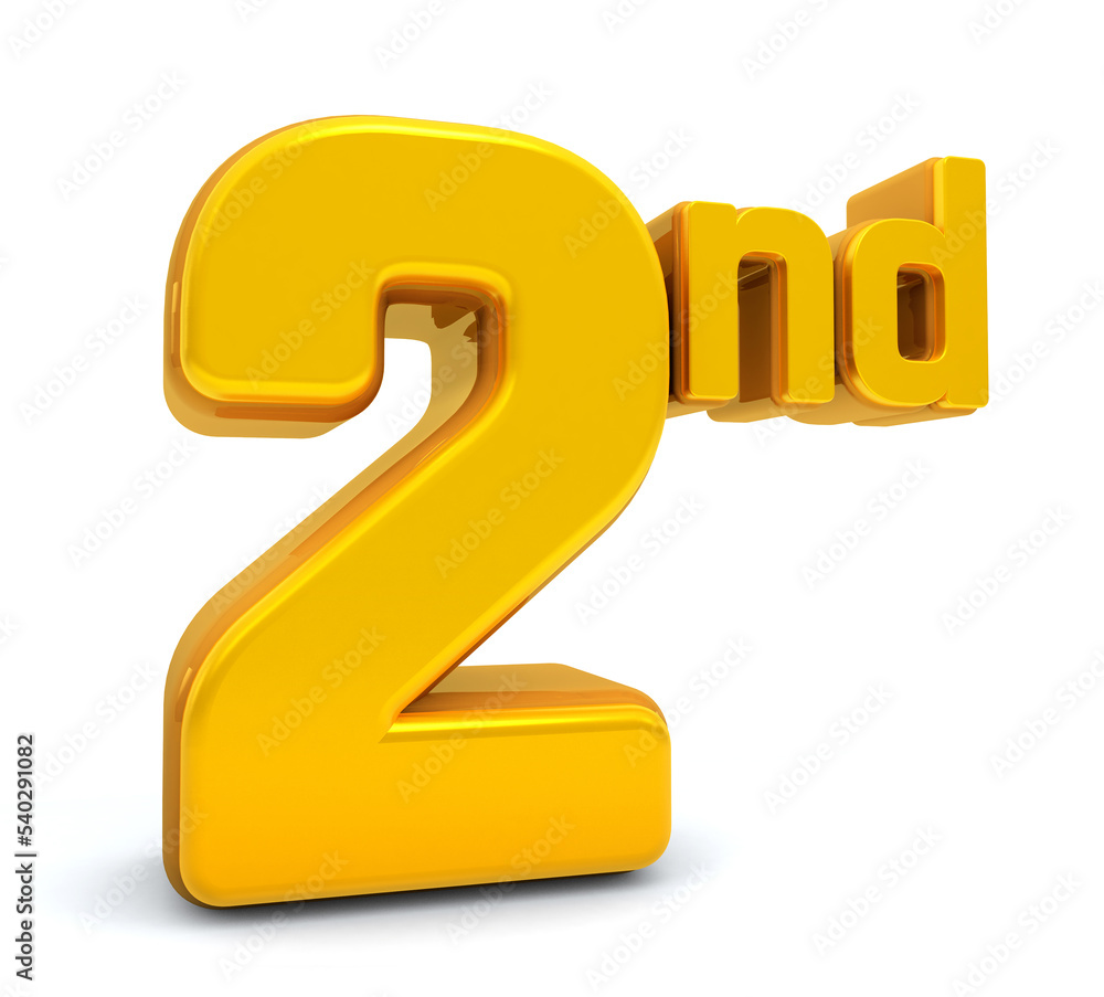 Second Place 3d isolated on white background Winner Number Two Second Second Place 3d isolated on white background Winner Number Two Second