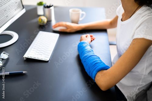 Injured Worker Compensation. Broken Arm African Woman