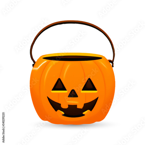 Jack'O pumpkin basket to collect candy on Halloween day,  Concept for Halloween holiday.