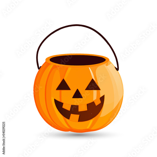 Jack'O pumpkin basket to collect candy on Halloween day,  Concept for Halloween holiday.