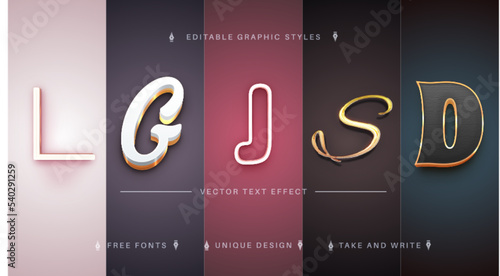 Set 5 Golden Editable Text Effects, Font Styles