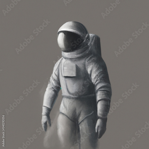 the astronaut standing, sketch, digital art.
