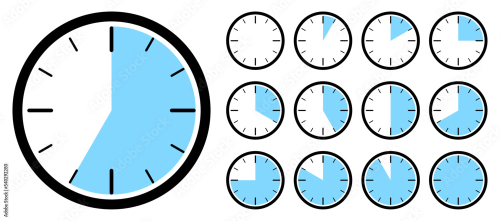 Fototapeta premium Timer,clock icon set,concept of time, clock illustration,vector.
