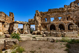 Lebanon. Baalbek (UNESCO World Heritage Site), ancient Heliopolis in Greek and Roman period. Remains of Hexagonal Court