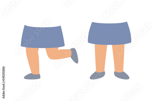 Little Girl Lower Body Constructor with Legs in Blue Skirt Vector Set