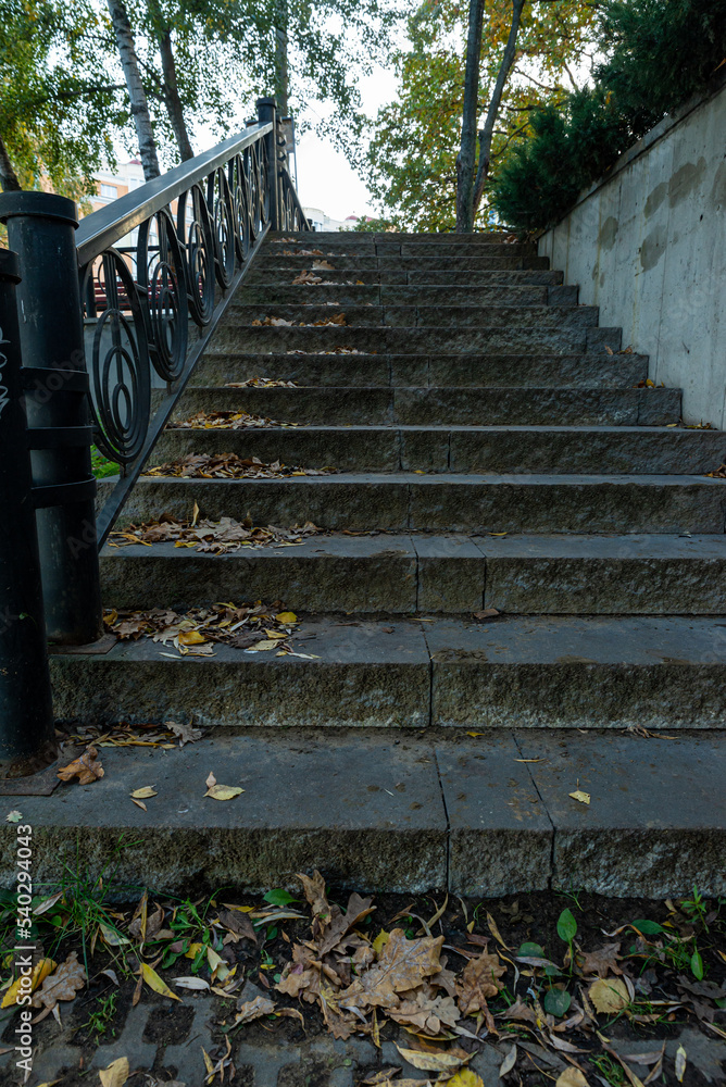 old stone garden stair case