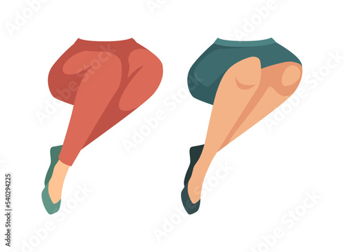 Woman Character Legs in Skirt and Pants as Constructor with Separated Body Part Vector Set