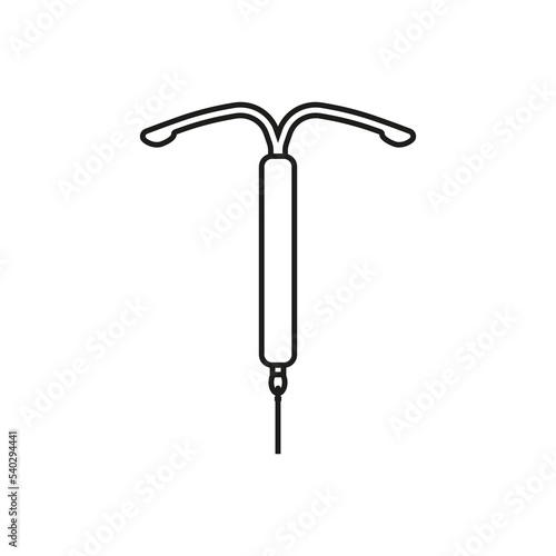 Intrauterine device icon. IUD. Contraceptive spiral. Vector. Line style.