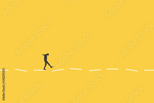Business man follow a block concept for business problem. visionary leadership different business routes. Symbol of ambition, motivation and long road ahead.