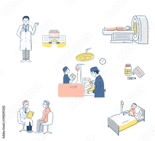 医者と患者　さまざまなシーン　セット