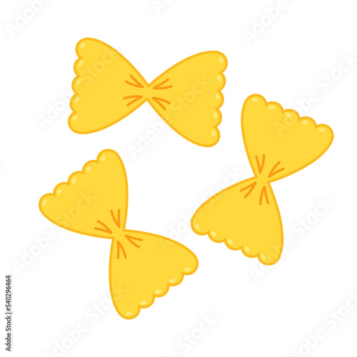 Farfalle pasta vector. Farfalle pasta on white background.