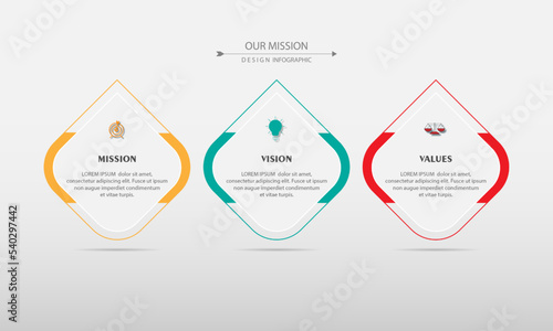 Mission, vision, values, graphic design template. eps 10 on white background