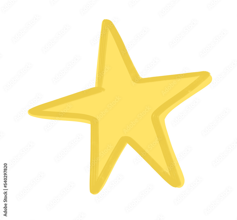 Obraz premium Yellow bright star doodle freehand sketch drawing shape form abstrct element of night sky shining art
