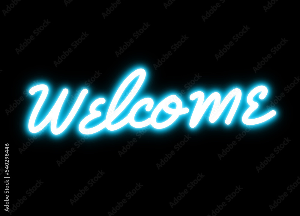 welcome text in neon light for design element. green bulb neon light isolated background welcome text in neon light for design element. green bulb neon light isolated background
