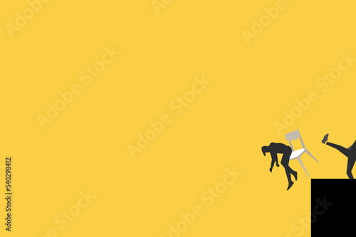 boss kick staff. Fired job. Kick Away, Get Out. Business vector illustration.