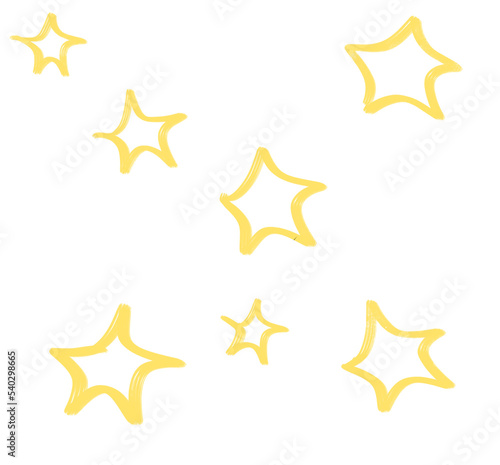 Yellow bright star doodle freehand sketch drawing shape form abstrct element of night sky shining art