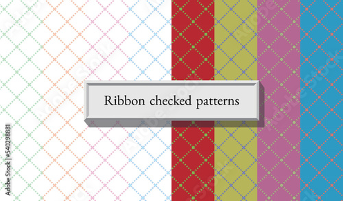 リボンチェック模様セット
