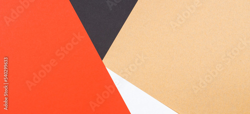 Creative abstract paper background orange, white, brown, black colors paper. Solid colors geometric lines and shapes