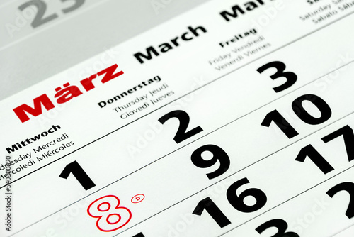 Deutscher Kalender und Monat März 2023
